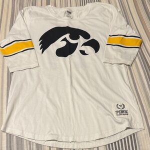 PINK Victoria's Secret White and Yellow Long Sleeve Tee